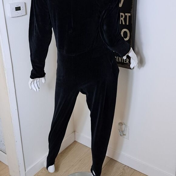 Karen Kane Jumpsuit Women's Small Black Velour Velvet 90's Y2K Stirrups Pockets - Picture 3 of 10
